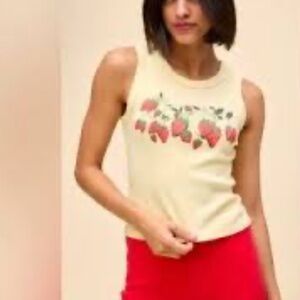Anthropologie Letluv strawberry vine Tank Top